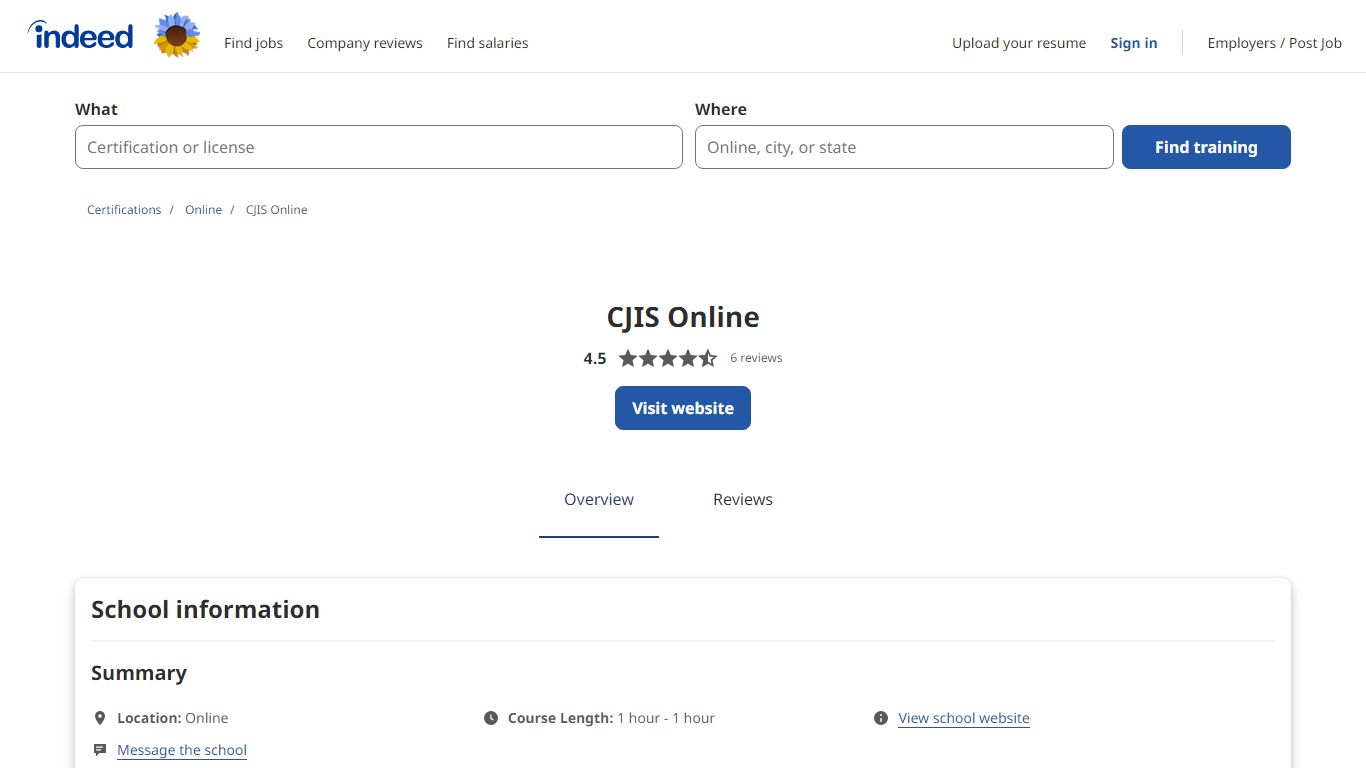 CJIS Online - Certifications, Cost, and Reviews | Indeed.com